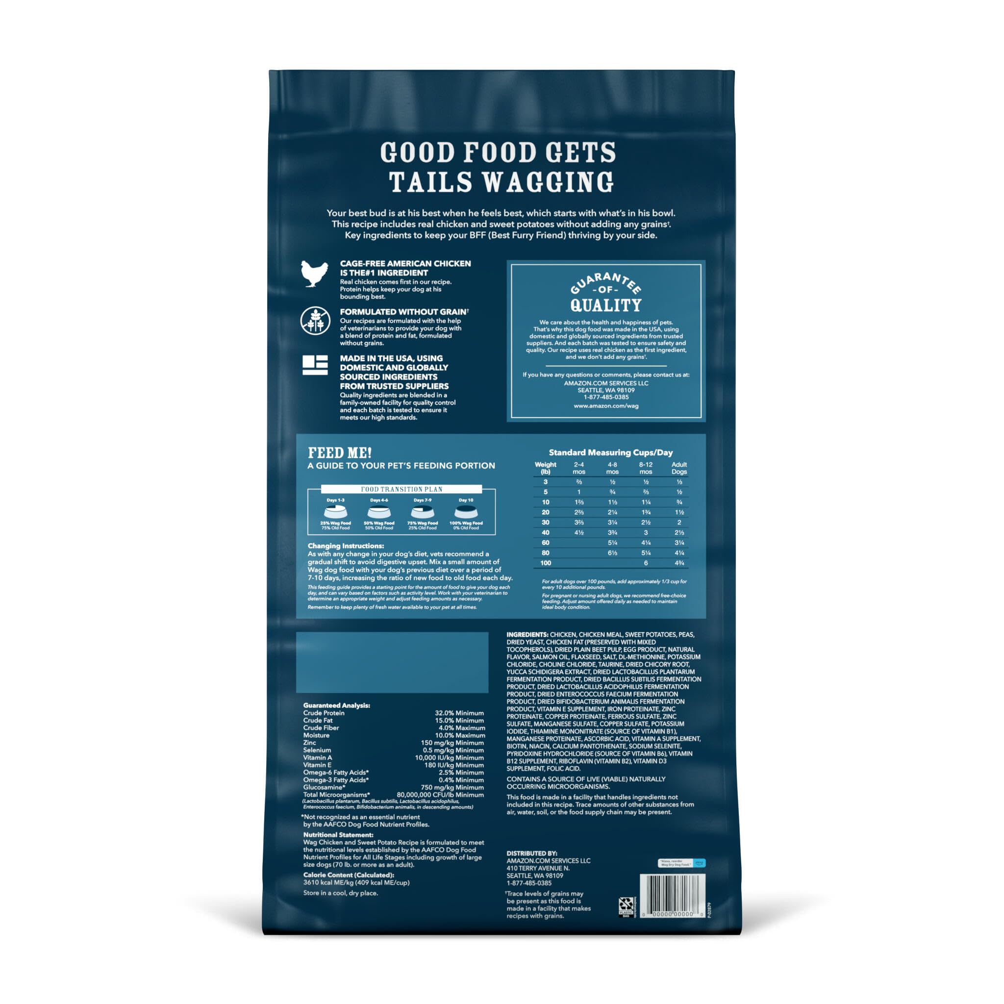 Amazon Brand Wag Dry Dog Food Chicken & Sweet Potato, Grain Free 24