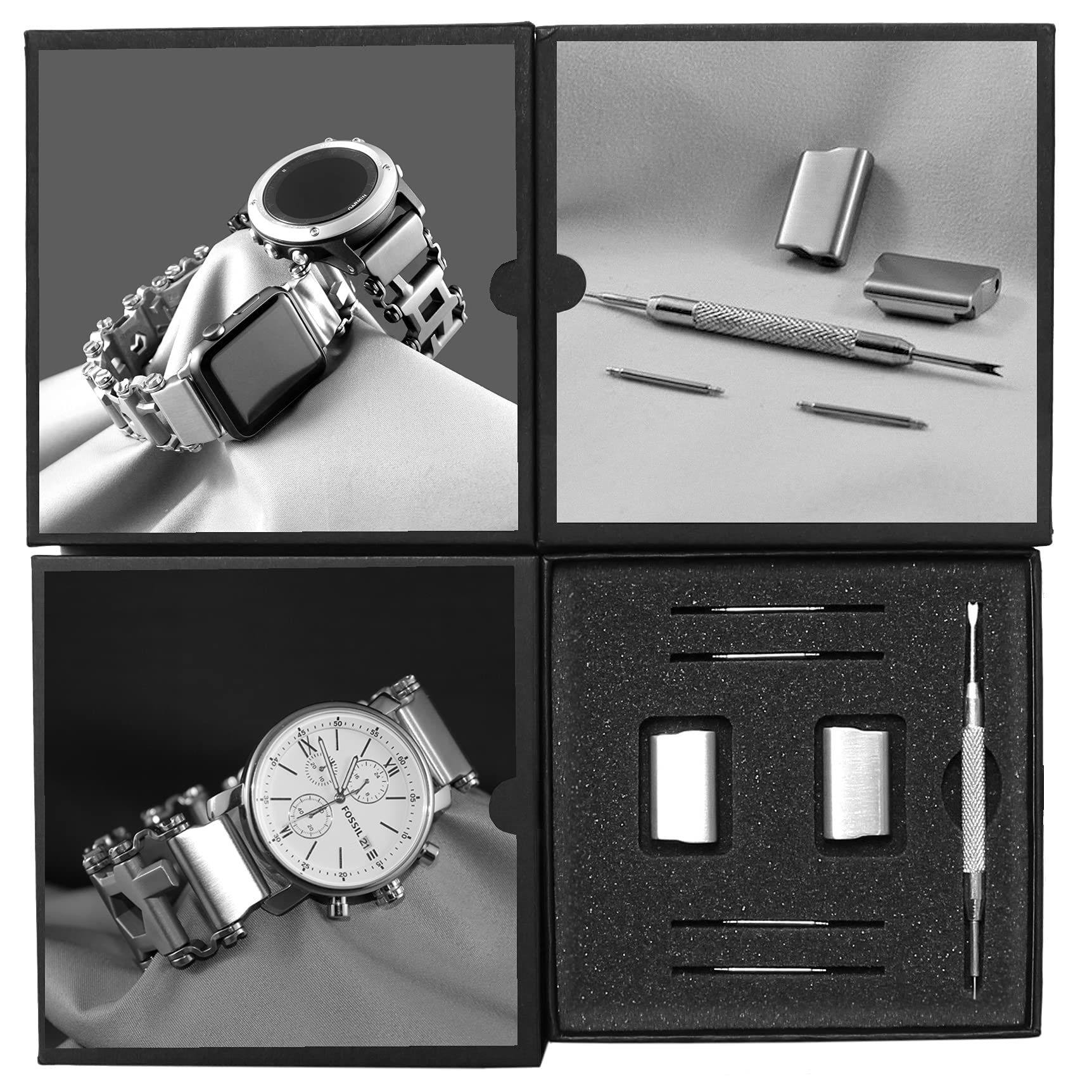 Link- Watch Adapter Compatible with LEATHERMAN Tread LT - Stainless Steel (Lug Size 18mm, Stainless Steel, Tread LT)