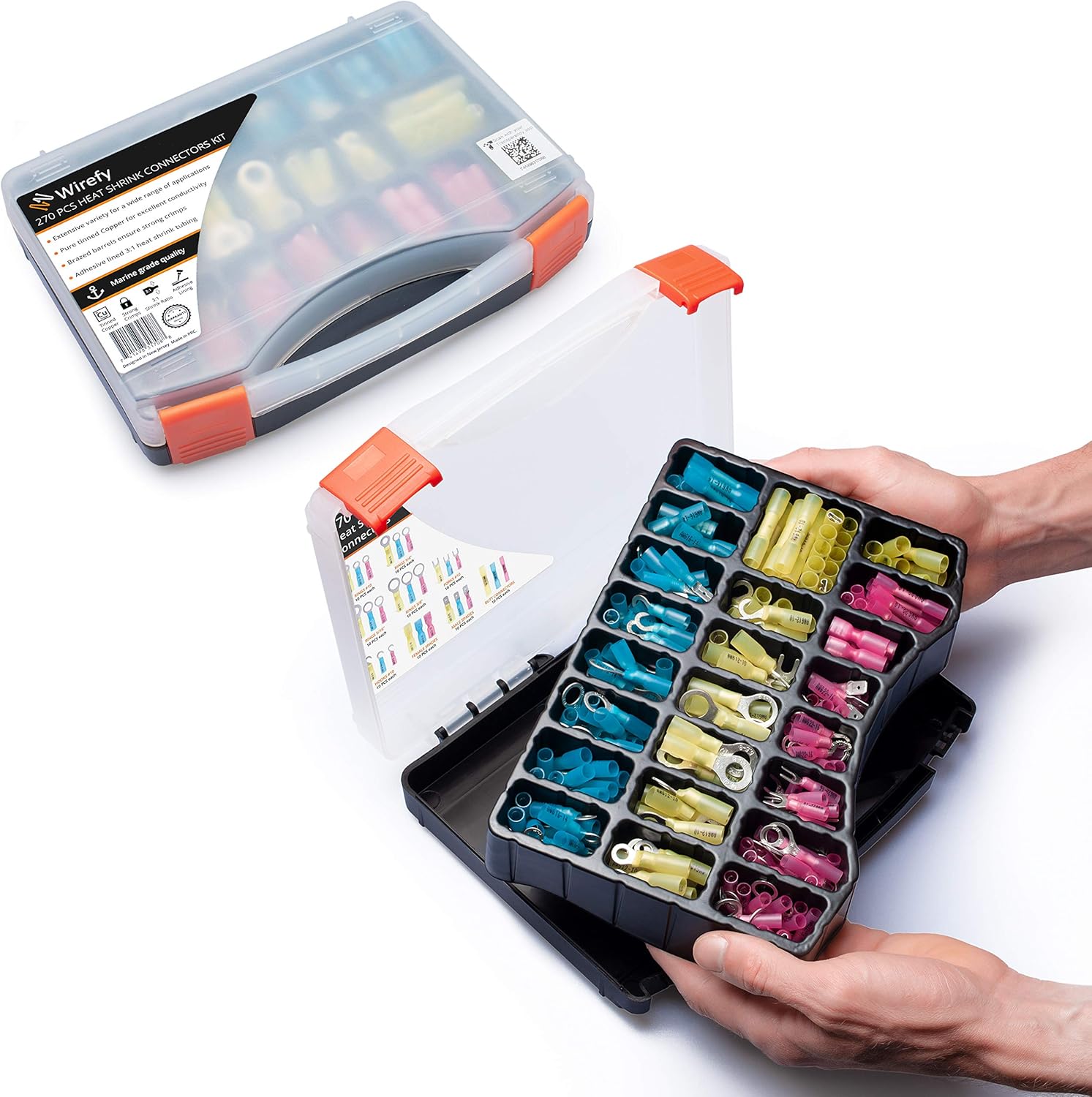270 PCS Heat Shrink Wire Connector Kit Electrical Insulated Crimp Marine Automotive Terminals Set: Home Improvement