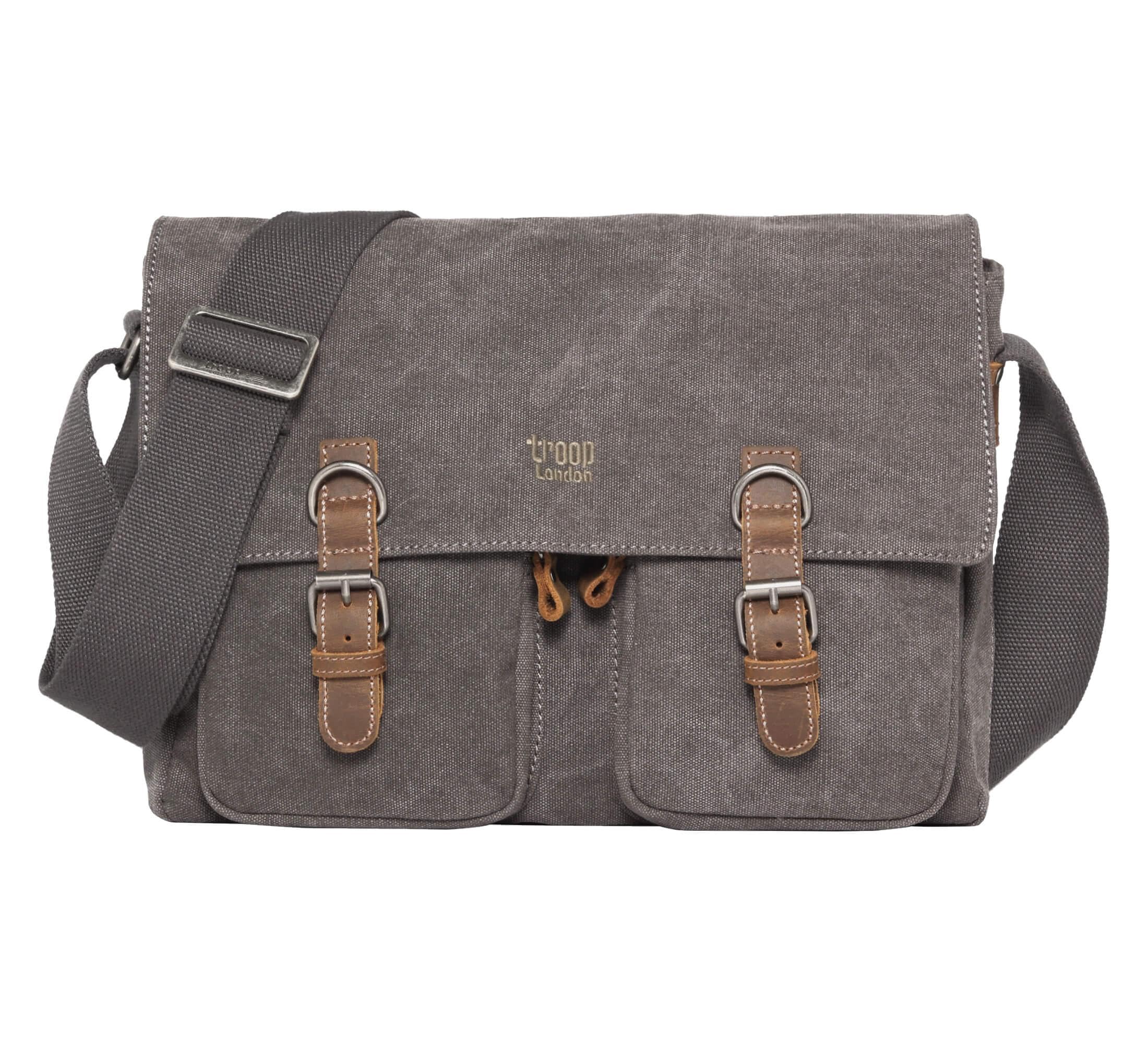 Troop London TRP0210 Classic Canvas Messenger Bag (Charcoal) โ image 1