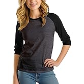 Decrum Baseball Shirt Women - Casual Fashion 3/4 Length Sleeve Womens Raglan Tops