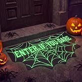 Rtteri Halloween Spider Web Doormat Glow in Dark 17x30 Non Slip Entrance | Luminous Web Glows at Night, Rubber Backing Prevents Slips, Durable Indoor Outdoor Entrance Mat, Perfect Party Decoration