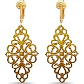 Aloha Earrings Gold Tone Non Pierced Clip On Dangling Earrings