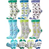 Floraltop 6 Pairs Funny Tennis Socks for Women Novelty Casual Crew Socks Tennis Lovers Accessories Birthday Holiday Gifts