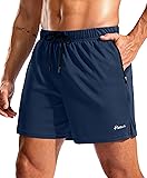 Pudolla Men's Workout Running Shorts with Zipper