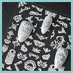 CESTSIREN Whtie Nail Stickers, Vintage Totem Nail