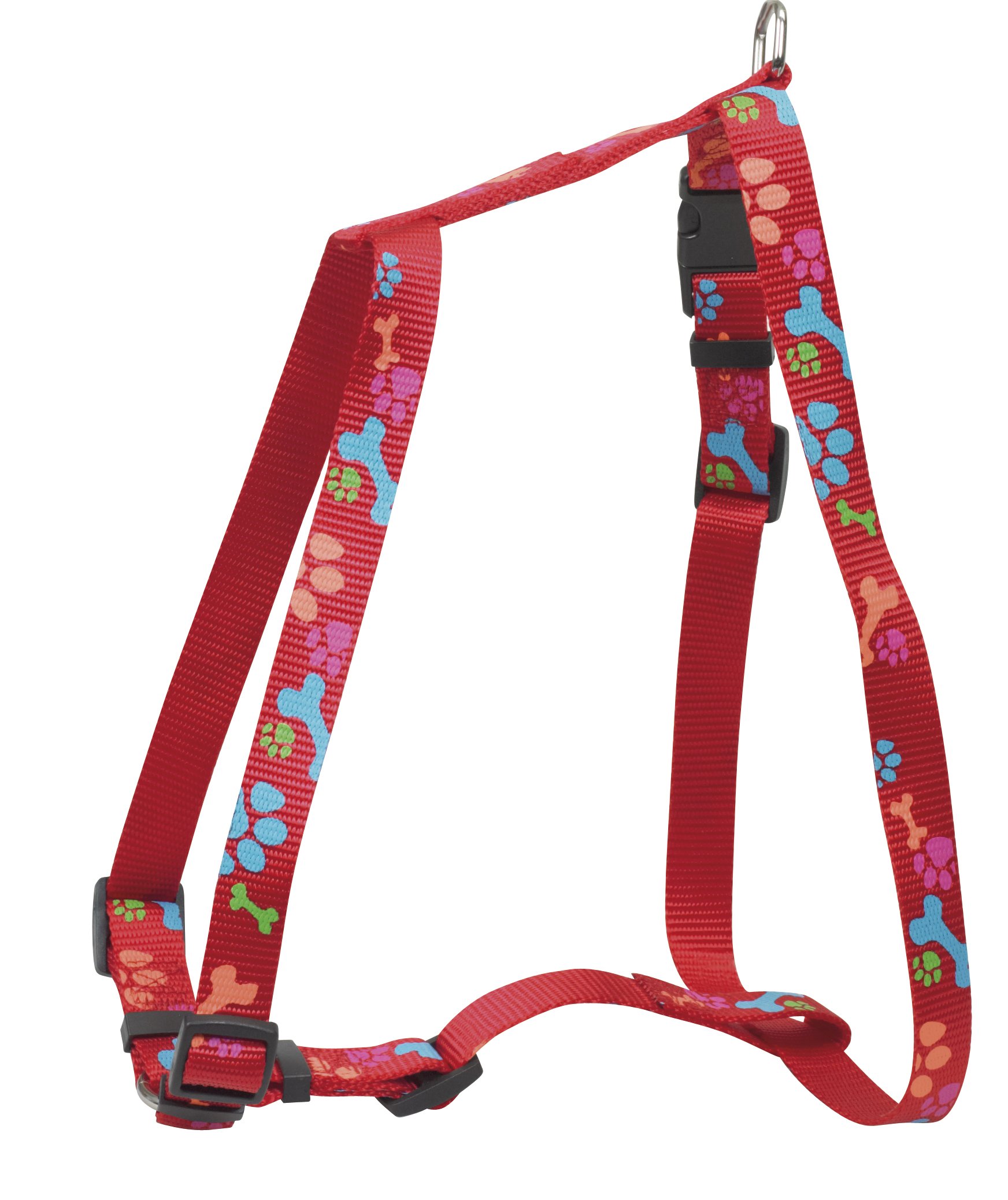 Chapuis Saddlery Harness Adjustable Nylon Strap Dog Paw Red Width 25 mm Size 70-90 cm Size XL