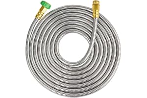 SKYWARD 304 Stainless Steel Garden Hose 20 ft with Female to Male Metal Connector, Anti-Leakage, Flexible & Lightweight Kink Free Water Hose, Easy to Use & Store (20ft)