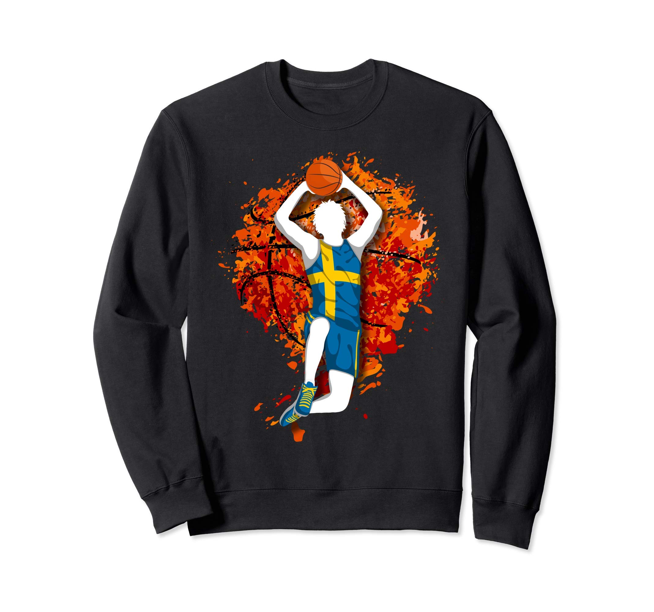 Sweden Basketball Swedish National Flag Slam Dunk Sport Art Sweatshirt
