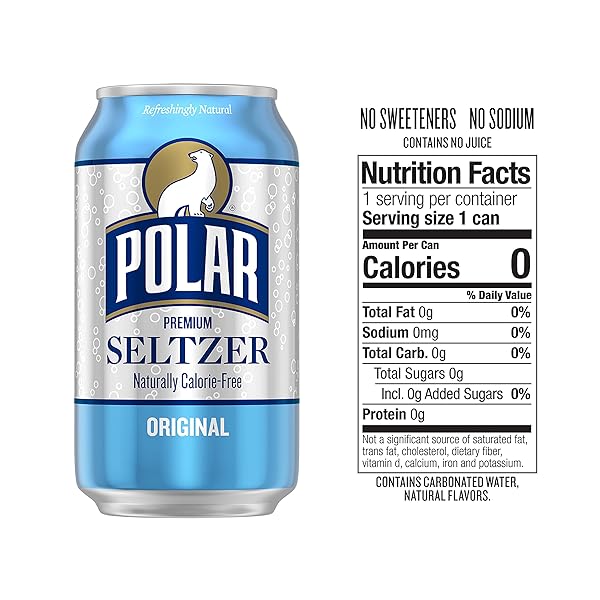 POLAR SELTZER WATER ORIGINAL, 12 FL OZ CANS, 18 PACK