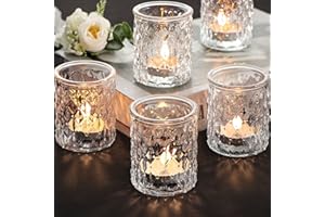NITIME 12pcs Votive Candle Holders, Clear Glass Candle Holder in Bulk, Tealight Candle Holder for Wedding Decor, Table Centerpiece, Home Decor and Holiday Decor