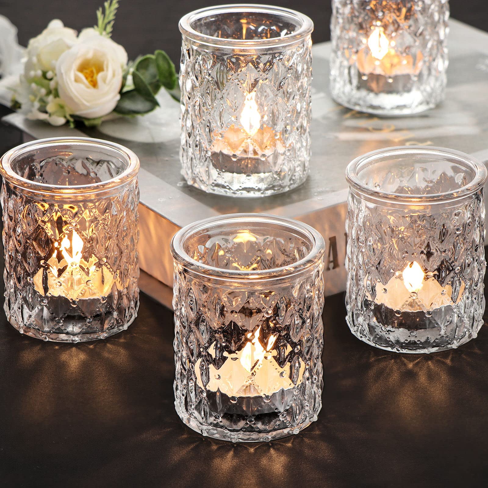 NITIME 12pcs Votive Candle Holders, Clear Glass Candle Holder in Bulk, Tealight Candle Holder for Wedding Decor, Home Decor and Holiday Decor
