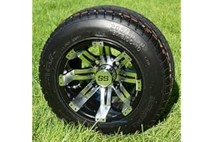 GOLF CART TIRE SUPPLY 10" TEMPEST Machined/Black Wheels and 205/50-10" DOT Golf Cart Tires - Set of 4