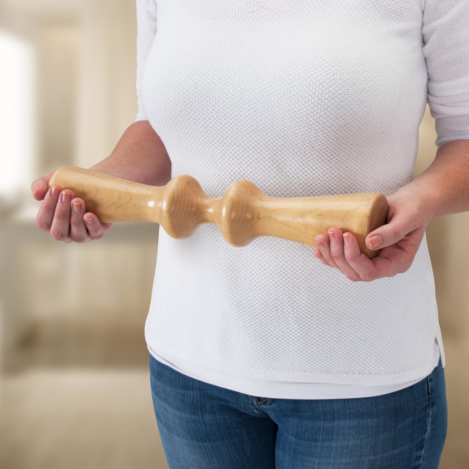 EARTHLITE Wooden Massage Back Roller - Deep Therapeutic Massage Tool, Back Pain Relief & Trigger Point Release (15”): Health & Personal Care