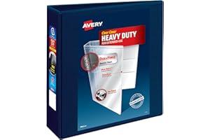 Avery Heavy-Duty View 3 Ring Binder, 3" One Touch EZD Rings, 670-Sheet Capacity, 3.5 Inch Wide Spine, Great for Home, School Supplies, Office, or Organization Needs, 1 Navy Blue Binder (79803)