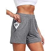 CADMUS Women Athletic Workout Bermuda Shorts for Running Zip Pockets