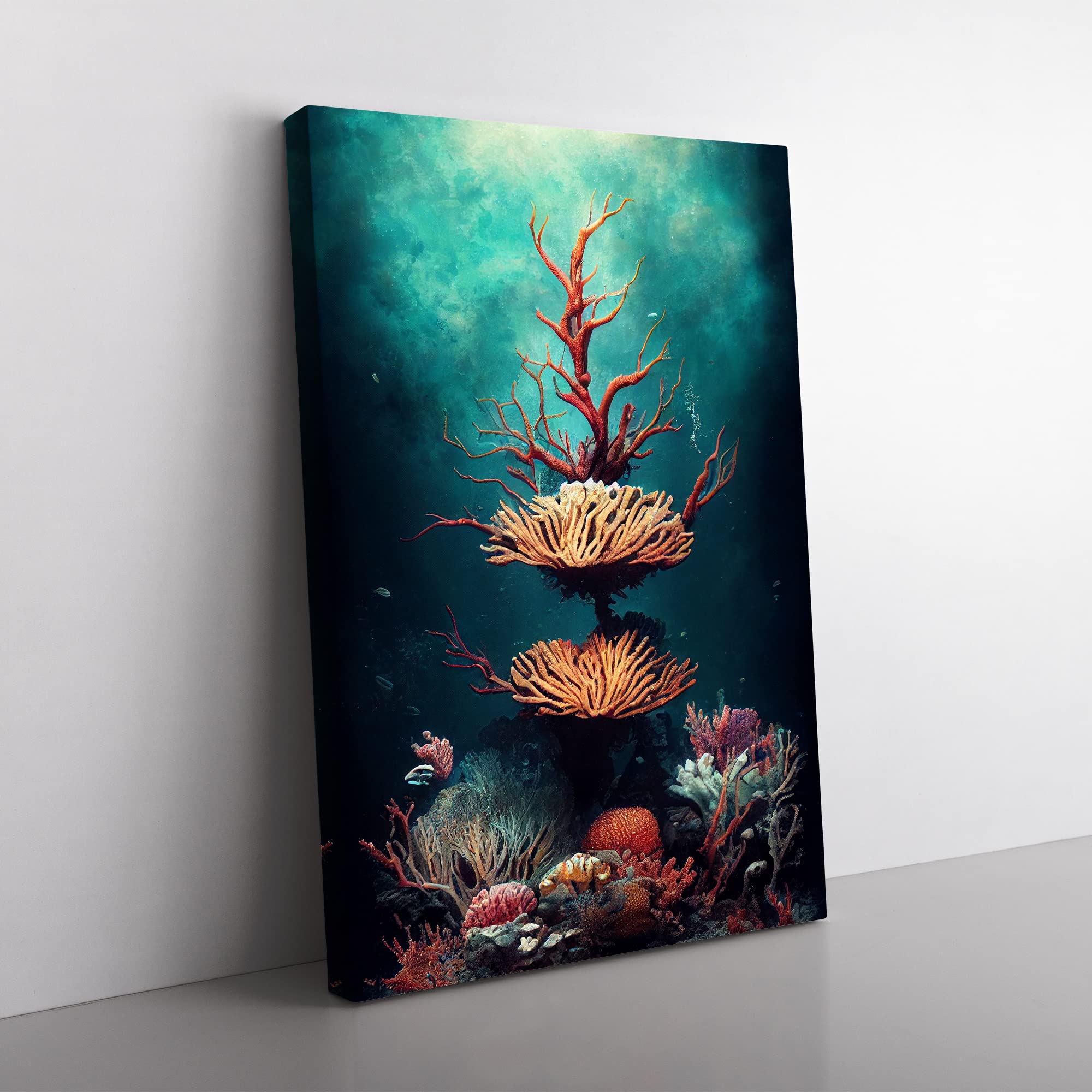 The Beautiful Coral Reef Canvas Wall Art Print Ready to Hang, Framed Picture for Living Room Bedroom Home Office Décor, 50x35 cm (20x14 Inch)