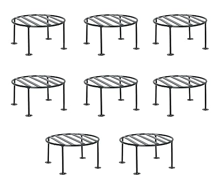 ORCHID ENGINEERS Iron Indoor/Outdoor Flower Pot/Plant Stand for Home Garden Balcony Living Room Decor(Black, Pack of 8)