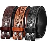 SANSTHS 3 Pack Western Belts for Men Woman without Buckle, Cowgirl Cowboy Belt for Buckle Western Leather Belt for Jeans