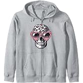 Skeleton Skull Leopard Print With Sunglasses Skull Lover Zip Hoodie