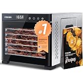 Cosori Food Dehydrator, 6 Stainless Steel Trays with 6.5 ft&sup2; Drying Space | 95-165&deg;F Precision Control, 600W Faster Drying, Horizontal Airflow, Quiet Operation under 48 dB, 48H Timer