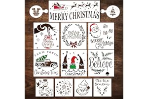 Large Christmas Stencils for Painting on Wood -Reusable Templates with a Merry Christmas and a Believe Stencil - Large Holida