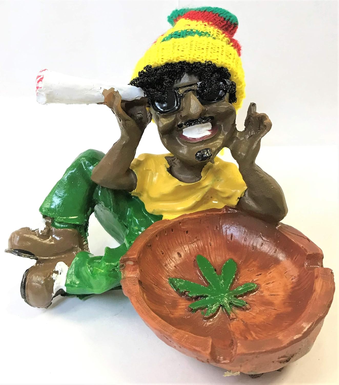 HHB Eclipse Jamaican Man Leaf Hand Painted Brown Resin