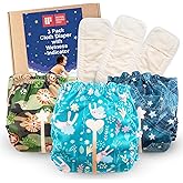 Reusable Cloth Diapers with Wetness Indicator, Swim Diaper, 3 Pack Waterproof Skin Friendly Covers&Insert One Size Adjustable Washable Diapers for Newborns, Baby (11-33 pounds, 0-3 Years, Zootopia)