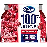 Ocean Spray 100% Juice, Cranberry Juice, 10 Ounce Bottle (Pack of 6)