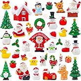 Feivando 42 Pcs Mini Christmas Figurines Tiny Resin Santa Claus Snowman Xmas Miniature Figures for Holiday DIY Crafts Garden Micro Landscape Party Home Table Decor