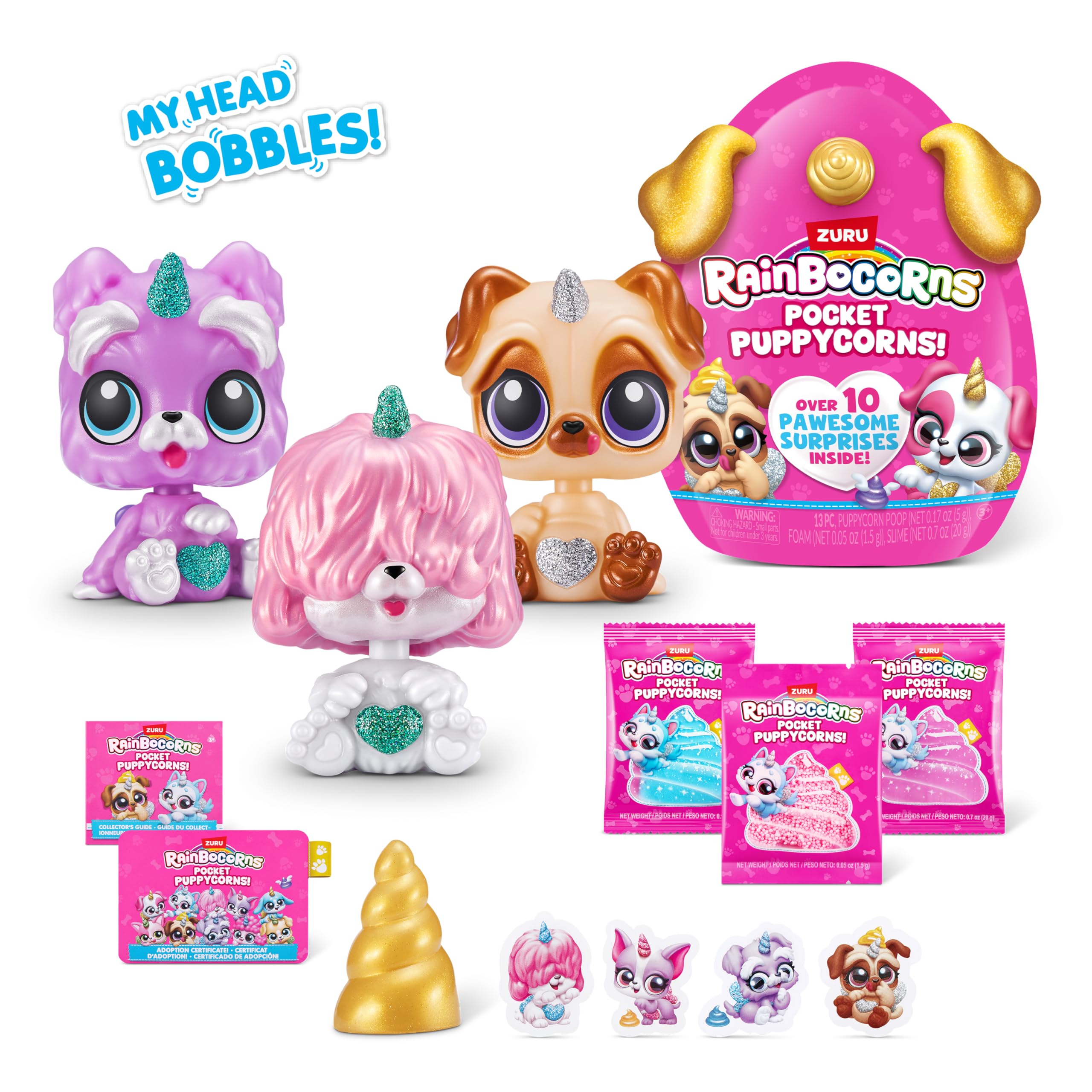 Rainbocorns Pocket Puppycorn 3 Pack by ZURU Toy Puppy Dog Mini Unboxing Girls Gifting
