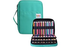 BOMKEE Pencil Case for Adults 220 Slots Colored Pencils Gel Pen Organizer Bag with Zipper for Artist Handy Glitter Gel Pens, Refills, Waterproof Coloring Holder Pencils Case(Green)