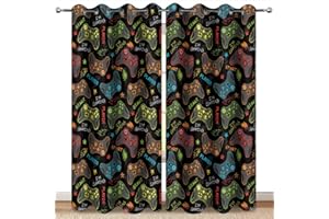 MissHope Gamer Gaming Gamepad Blackout Curtains Kids Boys Girls Teens Colorful Video Game Controller Decor Teenage Child Bedroom Room Darkening Grommet Window Drapes 2 Panels, 42"x63"