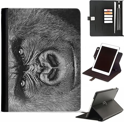 Amazon Hairyworm クローズアップゴリラ面apple Ipad Mini 2 Ipad Mini 3レザーサイドフリップ財布360回転ケース フォリオカバーapple鉛筆 ペンホルダー カードスロット 紙スロット メタルバックル付き スタンドポイント Hairyworm タブレットケース 通販