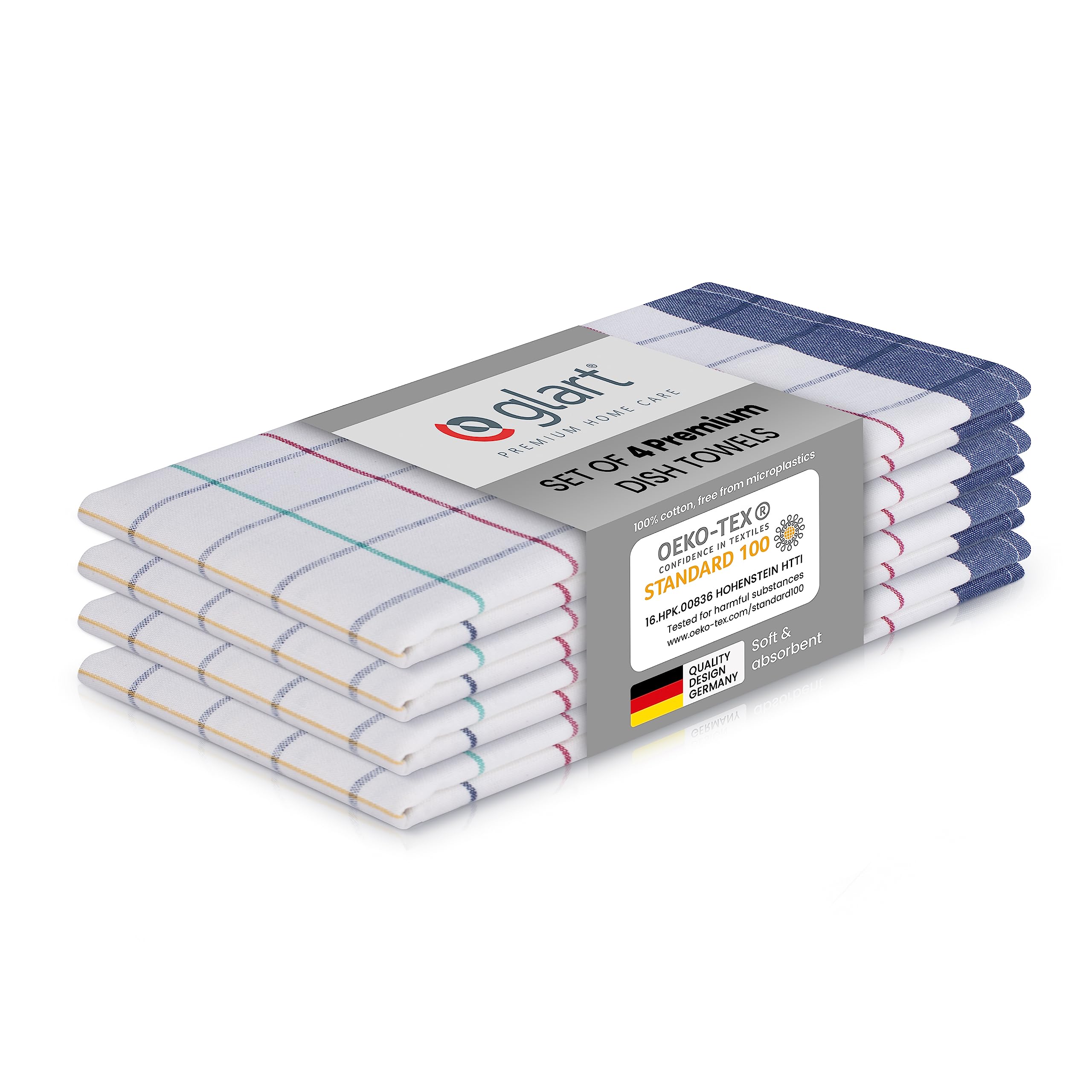 Glart Cotton Cloths Pack of 4 Navy, Red, Green, Yellow, Cotton One Size, 48NAV