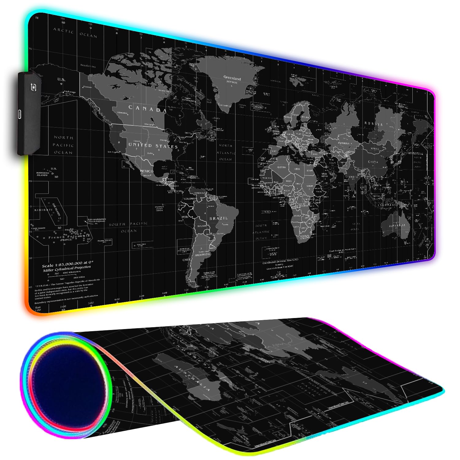Photo 1 of Armanza RGB Gaming Mouse Pad, Large Mousepad with Led Light, Gaming Accessories Keyboard Pad for Desk, Non-Slip Rubber Base Big Mouse Mat for Gamer, 31.5 X 11.8 Inch, Black World Map