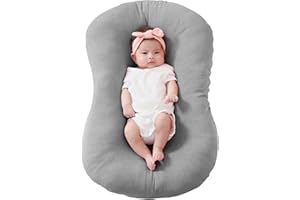 FUNUPUP Muslin Baby Lounger Cover Compatible with Snuggle Me Lounger, Infant Lounger Pillow Cover for Newborn, Removable Newborn Lounger Cover for Boys and Girls, Grey