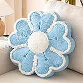 Znhinery Flower Shaped Decorative Throw Pillow Cushion for Bed Couch, Cute Flower Plush Throw Pillows Home Decor Floor Pillow Seating Cushions (Blue, 13.7 Inches)