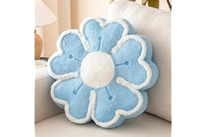 Znhinery Flower Shaped Decorative Throw Pillow Cushion for Bed Couch, Cute Flower Plush Throw Pillows Home Decor Floor Pillow Seating Cushions (Blue, 17.7 Inches)