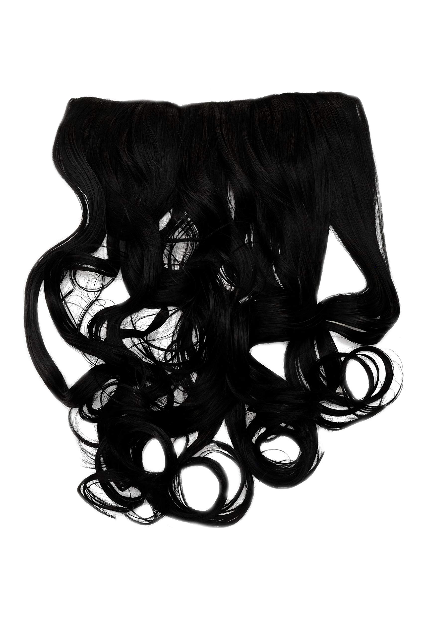 WIG ME UP - WH5008-180C-1 Hairpiece Halfwig (half wig) 5 micro clip Clip-In Extension heat resistant long curled curls deep black