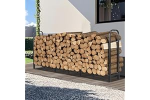 Kendane 8FT Firewood Rack Outdoor, Heavy Duty Adjustable Firewood log Storage & Holder, Wood Pile Lumber Storage Rack Stacking Outside for Courtyard Patio.