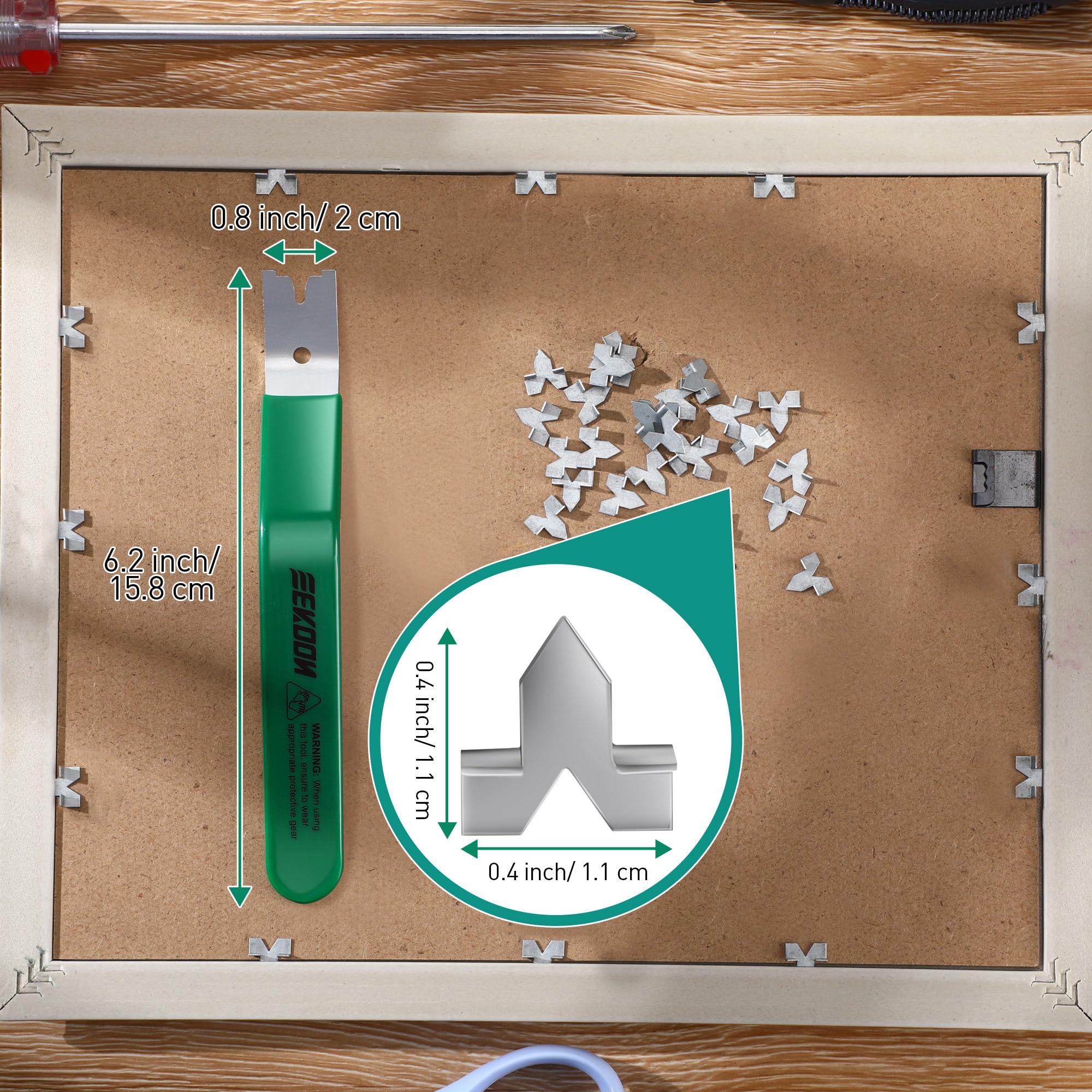 Feekoon Glazier Point Driver, Glazier Setting Tool with 100 Push Points, Glazing Push Point Driver Tool for Framing Glass Picture Cross Stitch(Green)