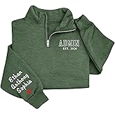 Personalized Nurse Embroidered Quarter Zip Sweatshirt, Custom Names on Sleeve and Established Year, Gift For Staff