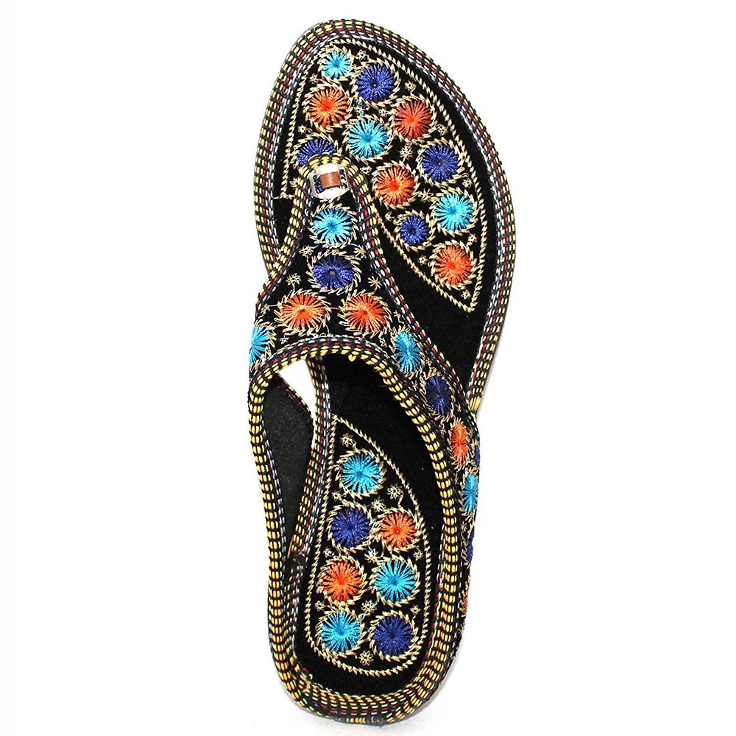 ar women girls partiwear hand embroidery round jaipuri sandal chappal 602