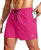 Pudolla Men's Workout Running Shorts with Zipper