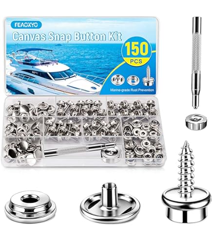 150-stück Elstahl Marine Gra Leinwand und Polster Boot Abckung Druckknopf Verschluss Kit 10mm Schrauben Schnappt mit werkzeug  15