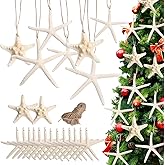 Christmas Starfish Tree Ornaments, 15pcs 2.3-4.3 Inch Hanging Star Fish Shells Decor for Crafts, Sea Stars for Beach Holiday Wedding Party Decorations