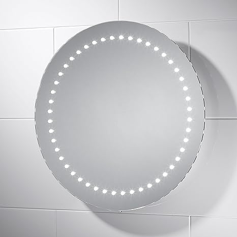 Pebble Grey Circular Tavia Illuminated LED Battery Powered Mirror for ...