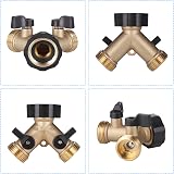 Zocipro 2 Way Hose Splitter Brass 3/4 Inch Y Valve Garden Connector view 4