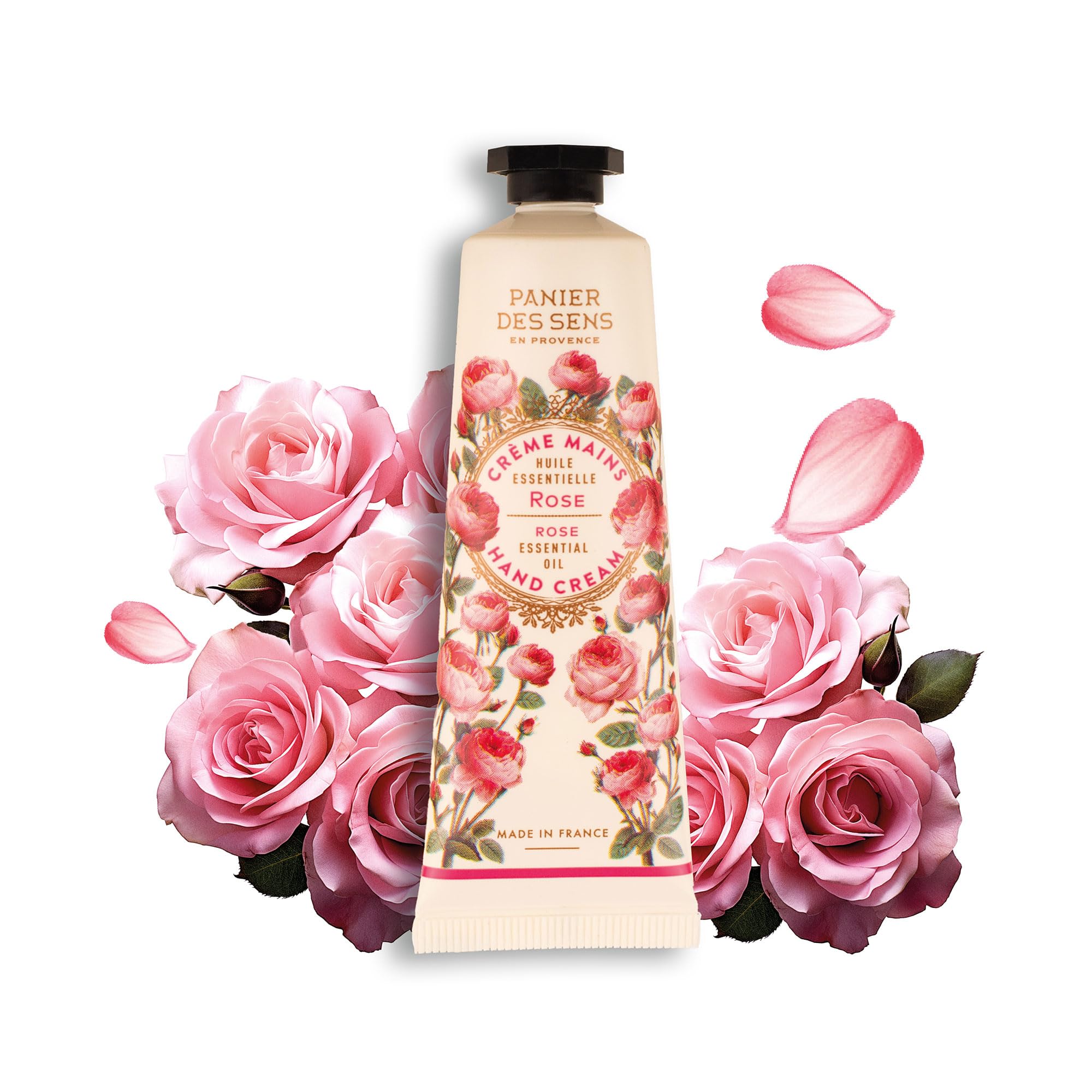 Panier des Sens - Hand Cream Rose for Dry Skin 30ml - Pink Mini Hand Cream, Moisturizing - Shea Butter & Olive Oil - Hand Care Made in France - 97% Natural Ingredients